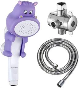 img 4 attached to 🛀 KAIYING Children's Handheld Shower Head: Cartoon Water Flow Spray for Fun Bath Time - Includes Showerhead, Hose, and Diverter