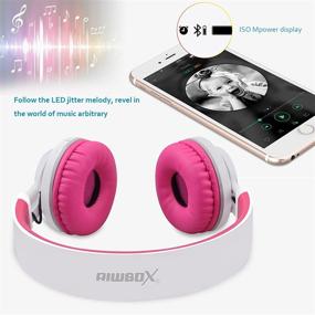 img 1 attached to Наушники Riwbox WT-7S Bluetooth - розовые, светодиодные, складные стерео беспроводные наушники с микрофоном и регулятором громкости для ПК, мобильных телефонов, телевизора и iPad.