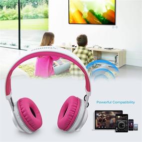 img 2 attached to Наушники Riwbox WT-7S Bluetooth - розовые, светодиодные, складные стерео беспроводные наушники с микрофоном и регулятором громкости для ПК, мобильных телефонов, телевизора и iPad.