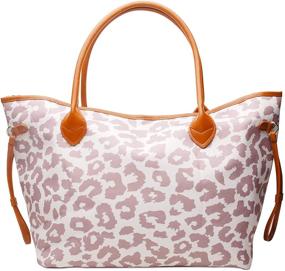 img 4 attached to 🐆 Leopard Print Canvas Weekend Bag - Stylish Oversized Tote Purse for Women, Casual Shoulder Bag