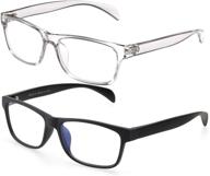 👓 2-pack classic rectangle blue light blocking glasses for men and women - lightweight eyeglass frames logo