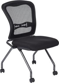 img 4 attached to 🪑 2-Pack Office Star Deluxe Folding Chair with Casters, Titanium Finish - ProGrid Back, Breathable FreeFlex Coal Seat, Armless