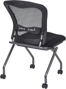 img 3 attached to 🪑 2-Pack Office Star Deluxe Folding Chair with Casters, Titanium Finish - ProGrid Back, Breathable FreeFlex Coal Seat, Armless