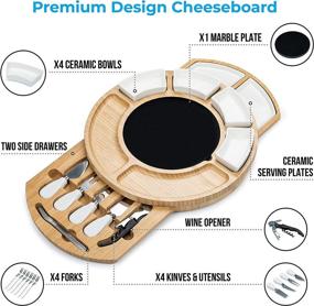 img 1 attached to 🧀 SMIRLY Cheese Board and Knife Set: Large Round Charcuterie Board with Bamboo Cheese Platter Tray and Cutting Tools