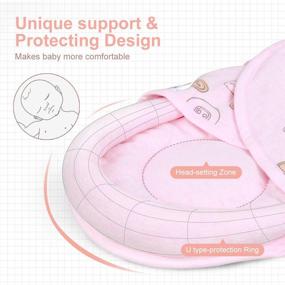 img 2 attached to 👶 Knirose Combed Cotton Newborn Swaddle Blanket & Unisex Infant Wrap with Head-Protecting & Head-Supporting Feature (Button, Pink, 0-3 Months)