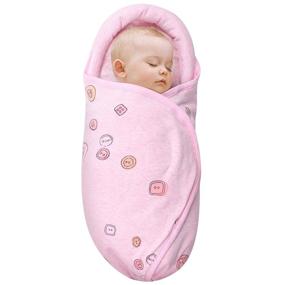 img 4 attached to 👶 Knirose Combed Cotton Newborn Swaddle Blanket & Unisex Infant Wrap with Head-Protecting & Head-Supporting Feature (Button, Pink, 0-3 Months)