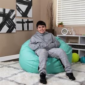 img 3 attached to 🪑 Oversized Solid Mint Green Bean Bag Chair for Kids and Adults by Flash Furniture: A Perfect Addition to Any Space