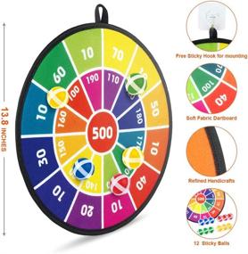 img 3 attached to BAODLON Kids Dart Board Game Set - 14 Inches Safe Dart Board for Kids with 12 Sticky Balls - Colorful Box Included - Fun Darts Board Game Gift Toy for 3-12 Year Old Boys and Girls