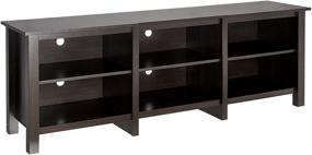 img 4 attached to 📺 Brown 70-inch TV Stand Storage Media Console Entertainment Center by ROCKPOINT