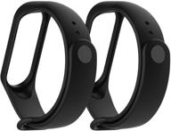 📿 miphee 2-pack black silicone bands: perfect replacement strap for mi band 4/3 xiaomi smartwatch logo