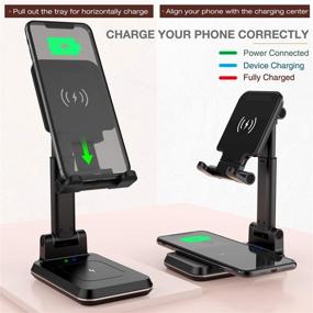 img 2 attached to 🔌 Kertxin Dual 10W 2-in-1 Wireless Charger Stand - Angle & Height Adjustable Cell Phone Desk Holder Dock for iPhone 12/11 Pro/XS/XR/X/8P, AirPods, Samsung S20/S10/S9/S8, and More