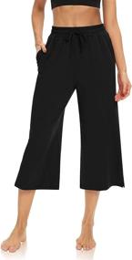 img 2 attached to 👖 Comfortable and Trendy DIBAOLONG Women's Wide Leg Yoga Capri Pants: Stylish Lounge and Pajama Capris with Pockets