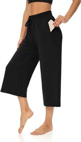 img 3 attached to 👖 Comfortable and Trendy DIBAOLONG Women's Wide Leg Yoga Capri Pants: Stylish Lounge and Pajama Capris with Pockets