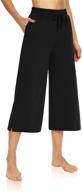 👖 comfortable and trendy dibaolong women's wide leg yoga capri pants: stylish lounge and pajama capris with pockets логотип