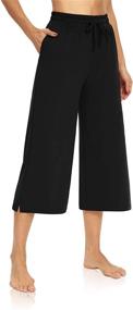 img 4 attached to 👖 Comfortable and Trendy DIBAOLONG Women's Wide Leg Yoga Capri Pants: Stylish Lounge and Pajama Capris with Pockets