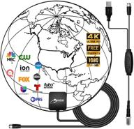 📺 усовершенствованная антенна hidb hdtv: диапазон 150 миль, усиленный сигнальный усилитель, обзор 4к 1080p, бесплатные местные телеканалы, поддержка волн vhf/uhf/fm - в комплекте - коаксиальный кабель 10ft. логотип