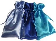 🎴 bundle of 3 tarot bags: royal blue, french blue, and turquoise - 5" x 8" each, made of blue passion colored satin logo