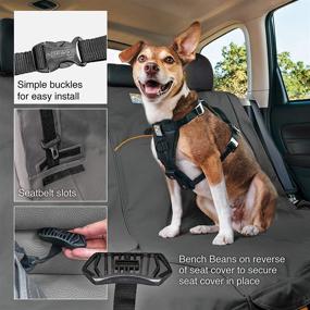 img 2 attached to 🐶 Kurgo Bench Seat Cover for Dogs: Water Resistant Pet Seat Protector with Seat Anchors, Seatbelt Openings for Cars, Trucks, SUVs - 55" or 63" Wide