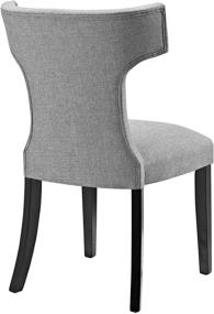 img 1 attached to Modway Curve Mid-Century Modern Upholstered Fabric Chair in Light Gray - Nailhead Trim, One-Piece Design