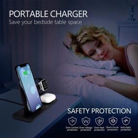 img 1 attached to 🔌 MAKAQI 3-in-1 Wireless Charger Station with Fast Charging Stand for iWatch, AirPods 2/Pro, Charging Dock for iPhone 13/13 Pro Max/13 Mini/13 Pro/12 Series/11/XS Max/XR/X/8 Plus/SE 2 (includes PD 18W Adapter)