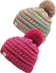 img 4 attached to 🧒 H6847-2-816-4142 Kids Pom Beanie Bundle for Boys - Accessories and Cold Weather