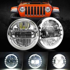 img 4 attached to 🐄 COWONE DOT Approved 7" Round LED Projector Headlights with DRL - Perfect for Jeep Wrangler JK LJ CJ TJ 1997-2018 & Hummer H1 H2 - Chrome Headlamps Guaranteed