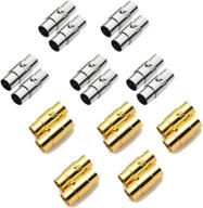 💍 moamun 20pcs cord end caps for jewelry making, magnetic clasps for leather with locking leather rope necklace/bracelet buckle - silver+gold 3mm logo