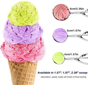 img 2 attached to Premium Stainless Steel Cookie Scoop Set with Ice Cream Trigger - Includes 3 Sizes (Small, Medium, Large) and Melon Scoop