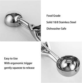 img 1 attached to Premium Stainless Steel Cookie Scoop Set with Ice Cream Trigger - Includes 3 Sizes (Small, Medium, Large) and Melon Scoop