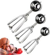 premium stainless steel cookie scoop set with ice cream trigger - includes 3 sizes (small, medium, large) and melon scoop logo