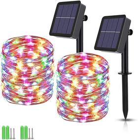 img 4 attached to 🎄 Multicolor Solar Christmas Lights - 2 Packs of 240 LED Fairy String Lights, Waterproof & Outdoor Holiday Decorations with 8 Modes