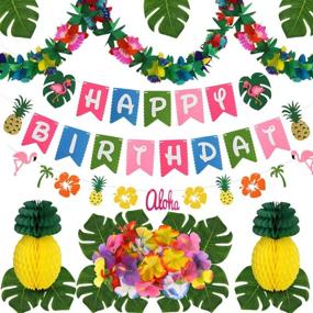 img 4 attached to Vibrant Hawaiian Luau Birthday Party Decorations: Tropical Birthday Banner, Palm Leaves, Hibiscus Flowers, Paper Pineapples, Flamingos, and Pineapple Garland for a Memorable Summer Beach Moana Party