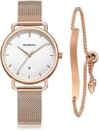 💎 stylish mamona women's watch bracelet set, rose gold stainless steel l3891rggt - perfect accessory for glamorous outfits logo