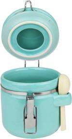 img 2 attached to 🍶 Turquoise Ceramic Airtight Jar - Blue Donuts 25 Oz, Ceramic Kitchen Canisters for Pantry Storage, Flour Jar with Lid - Airtight Food Storage Containers, 739 ML Capacity