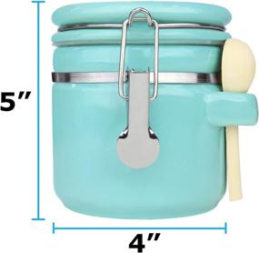 img 3 attached to 🍶 Turquoise Ceramic Airtight Jar - Blue Donuts 25 Oz, Ceramic Kitchen Canisters for Pantry Storage, Flour Jar with Lid - Airtight Food Storage Containers, 739 ML Capacity