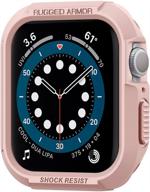 spigen rugged armor apple watch case (44mm series 6/se/5/4) - rose gold logo