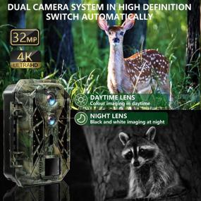 img 3 attached to 📷 Waterproof Dual Lens 4K 32MP Trail Camera with Night Vision and Motion Activation - Wildlife Camera with 0.1s Trigger, 42 IR LEDs, 32GB Card Included