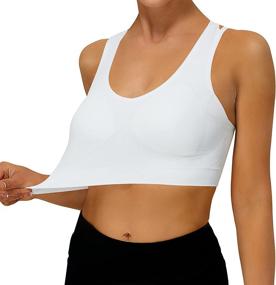 img 1 attached to 🏋️ COMENOLE Padded Sports Bra for Women - Strappy Wirefree Yoga Bra with Cross Back Design, Medium Support for Running and Workouts