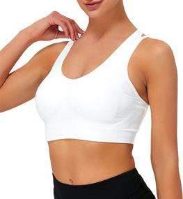 img 3 attached to 🏋️ COMENOLE Padded Sports Bra for Women - Strappy Wirefree Yoga Bra with Cross Back Design, Medium Support for Running and Workouts