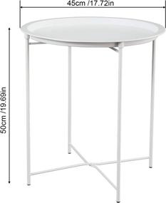 img 1 attached to 🏠 HOMEFORT Metal Tray End Table - Versatile Indoor/Outdoor Modern Sofa Side Table with Sturdy Metal Frame - 17.7 Inch Bedside, Snack, or Outdoor Table - White