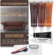 🛋️ brown leather repair kits for couches & upholstery - vinyl and leather repair kit - leather paint - fix leather scratches, tears, burn holes - restoring upholstered furniture, sofa, boat, car seats - brown leather dye logo