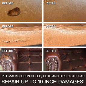 img 2 attached to 🛋️ Brown Leather Repair Kits for Couches & Upholstery - Vinyl and Leather Repair Kit - Leather Paint - Fix Leather Scratches, Tears, Burn Holes - Restoring Upholstered Furniture, Sofa, Boat, Car Seats - Brown Leather Dye