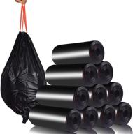 🗑️ coocn trash bag drawstring garbage bags: durable bathroom bin liners for home & kitchen – 50 counts, 4-6 gallon (black) logo