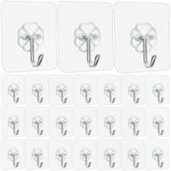 🔗 jwxstore waterproof adhesive hooks - 24 pack self-adhesive wall hooks, 33lbs capacity, transparent heavy duty sticky hooks for bathroom, kitchen, shower, outdoor, home, keys and towels logo