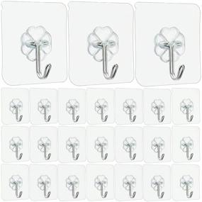 img 4 attached to 🔗 Jwxstore Waterproof Adhesive Hooks - 24 Pack Self-Adhesive Wall Hooks, 33lbs Capacity, Transparent Heavy Duty Sticky Hooks for Bathroom, Kitchen, Shower, Outdoor, Home, Keys and Towels