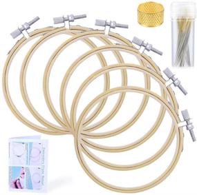 img 4 attached to BUTUZE Cross Embroidery Hoop Set: 6 Pcs Stitch Hoops, Embroidery Circle with 3 Sizes Sewing Needles, Thimble - Perfect for Embroidery and Cross Stitch Craft