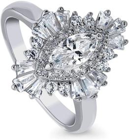 img 4 attached to BERRICLE Sterling Marquise Zirconia Engagement Women's Jewelry