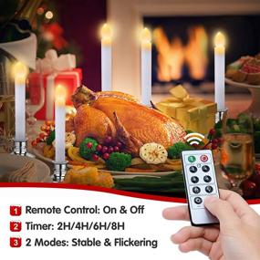 img 1 attached to 10 Pack Flameless Taper LED Christmas Window Candle Lights with Remote Control Timer - Battery Operated Xmas Decorations for Window Décor, Table Top, Party – Silver Holders Included