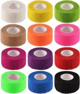 12-pack adhesive bandage wrap - stretch self-adherent tape for sports, wrist, ankle - 5 yards each (12 colors, 1 inch) логотип