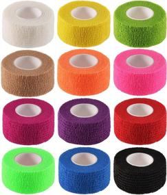 img 4 attached to 12-Pack Adhesive Bandage Wrap - Stretch Self-Adherent Tape for Sports, Wrist, Ankle - 5 Yards Each (12 Colors, 1 Inch)